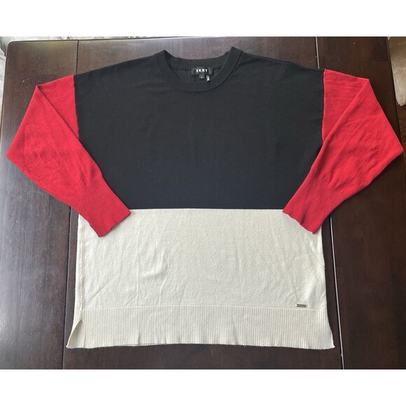 DKNY Sweater Womens Multicolor Casual Color Block Pullover Long Sleeve, Size M - Picture 1 of 8